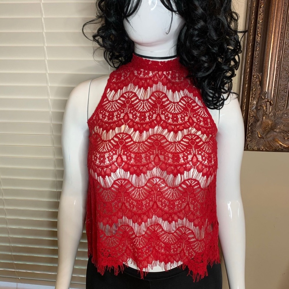 Lace red Top  Size Large